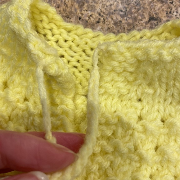 Handmade Knit Baby Yellow Sweater - Picture 3 of 17
